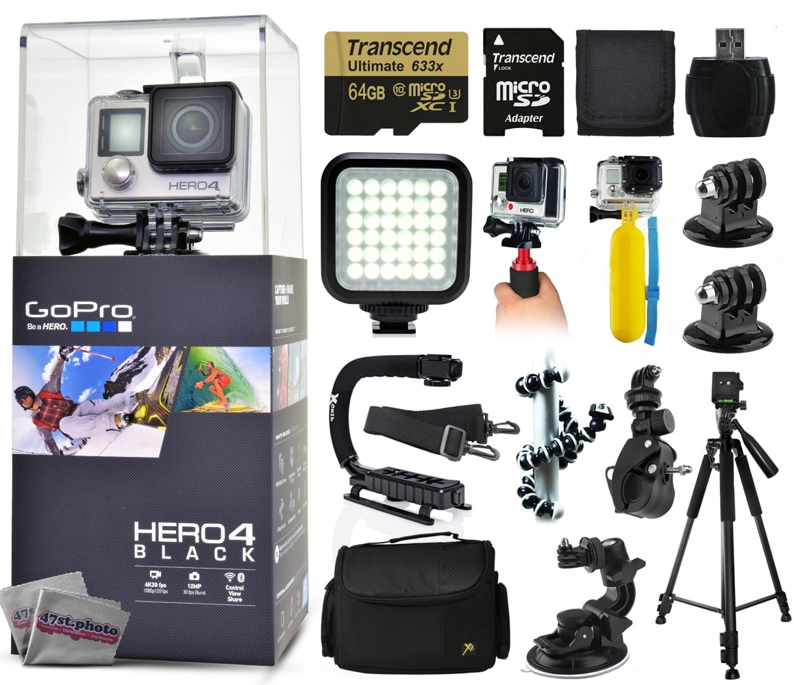 Buy GoPro Hero 4 HERO4 Black CHDHX-401 with 64GB Ultra Memory + LED Night Light + Handgrip + Floaty Bobber + Action Handle +... by GoPro