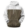 thumbnail image 4 of Womens Fuzzy Fleece Hoodies Flannel Warm Pullover Tops Color Block Casual Winter Hooded Sweatshirts with Pockets Brown L, 4 of 6