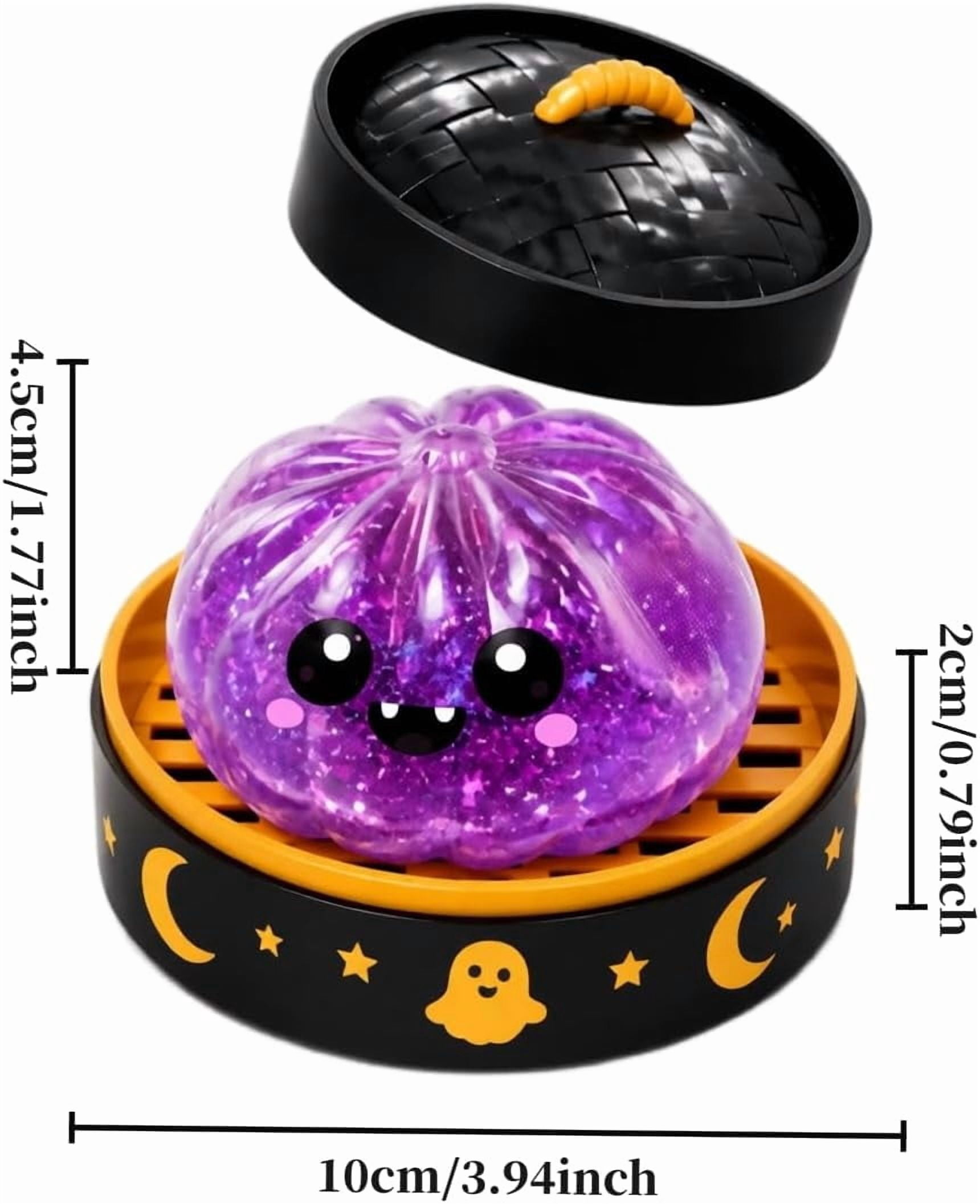Halloween Spooky Ghost Dumpling, Dumplings Squishy with Steamer Stress Balls Stress Relief Fidget Sensory for Holiday & Birthday Gifts