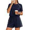 thumbnail image 2 of Stichou Women's 2 Piece Shorts Sets Outfits 2026 Summer Matching Workout Athletic Clothing Casual Spring Travel Loungewear Navy S, 2 of 8