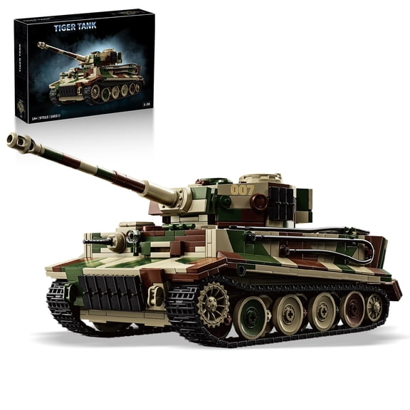 Remocguys WW2 Tiger Tank 007 Building Sets, Compatible with Lego Army Military Vehicles Model kits World War II Collectible for Adults Boys 14 1603Pcs