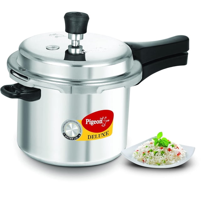 Deluxe Hard Anodized Aluminium Outer Lid Pressure Cooker - 3 Liters, Silver | Aluminium Pressure Cooker - Sturdy & Durable | Heat Resistant, Easy Grip, Bakelite Handle