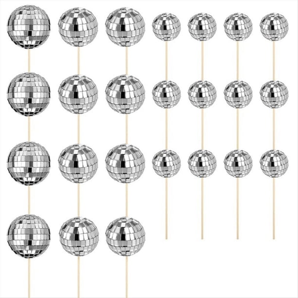 24 Piezas Adornos para Magdalenas Bola Discoteca,Decoración para Tarta Feliz Cumpleaños,Selecciones Pastel de Bola Discoteca,Decoración Pastel Temática para Fiesta Temática Disco