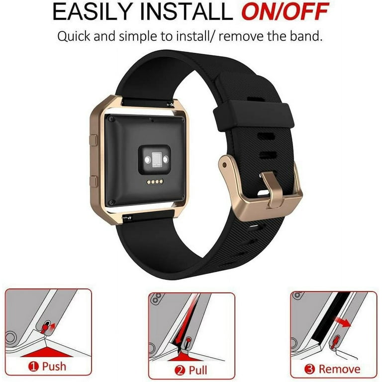 simpeak band compatible with fitbit blaze silicone replacement wrist strap with meatl frame replacement for fitbit blaze small black rose gold