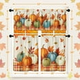 thumbnail image 5 of Fall Kitchen Window Curtains and Valances Set 36 Inch, Orange Buffalo Plaid Pumpkins Maple Leaves Farmhouse Short Tier Curtain for Cafe Living Room Bathroom, Autumn 3 Pieces Set Kitchen Decor, 5 of 6