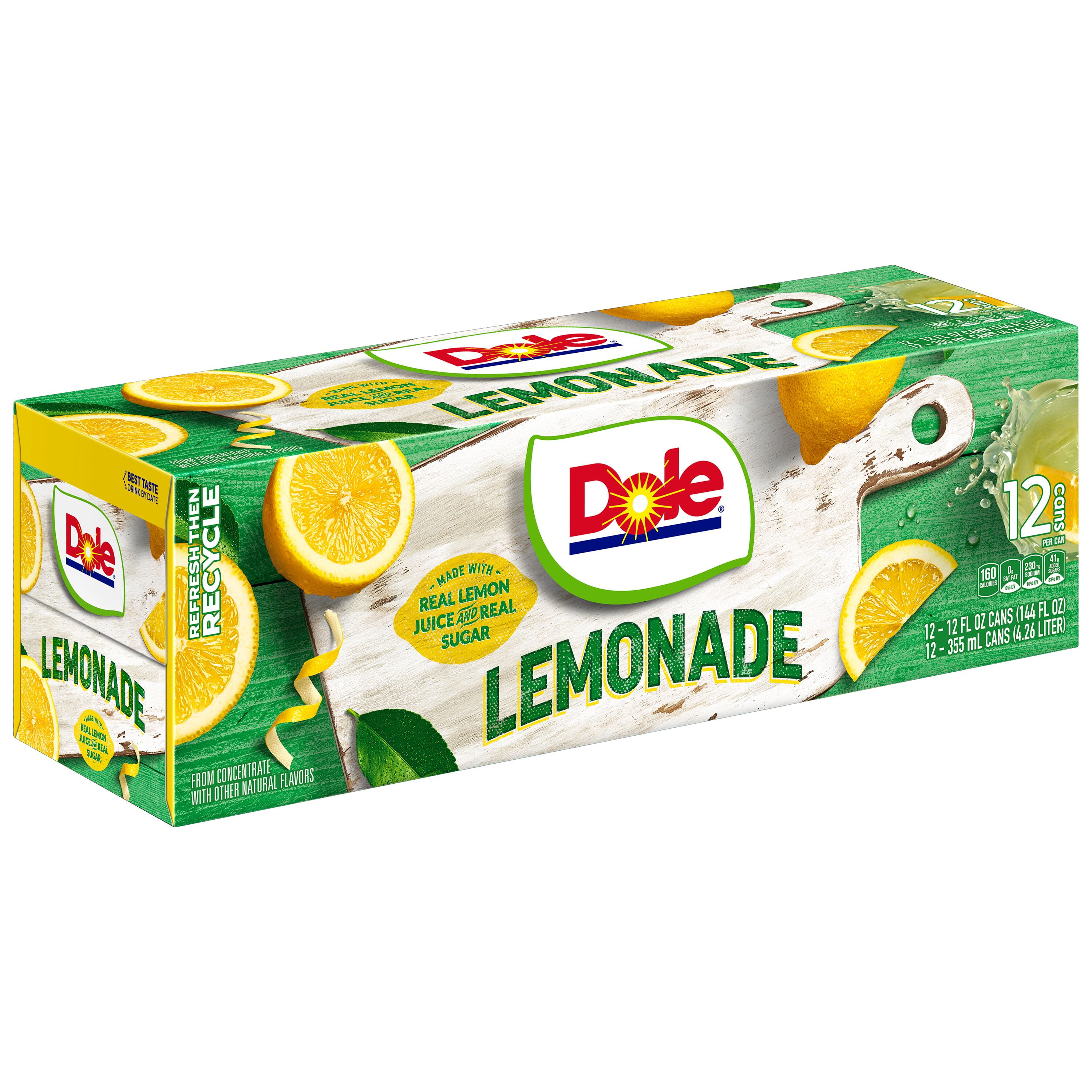 Dole Lemonade Juice Drink, 12 fl oz 12 Pack Cans
