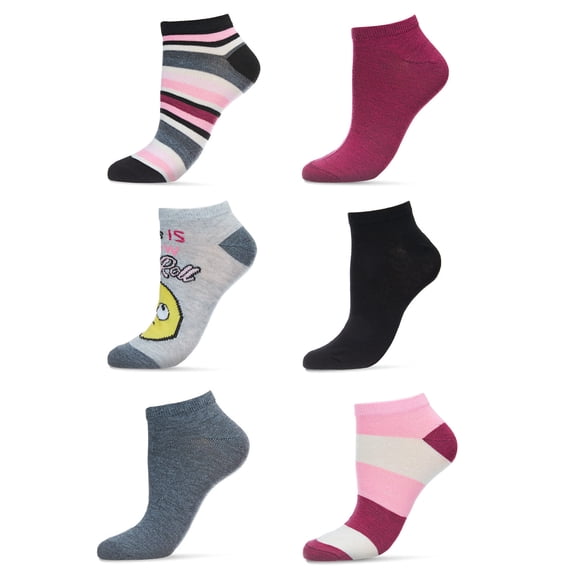 Just Me Women's 6 Pair Pack Eye Roll Emoji Low Cut Socks - Womens - Female, 9-11, Assorted Colors