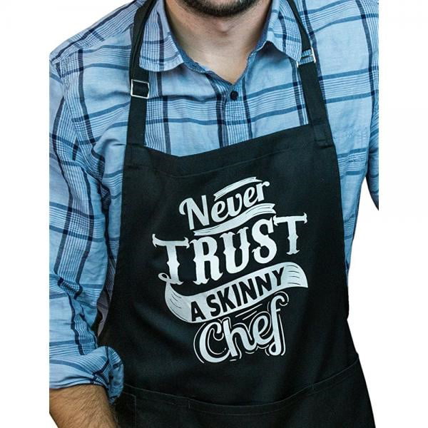 BBQ Funny Grilling Aprons Dad For Men Apron Cooking Never Trust A Skinny Chef 