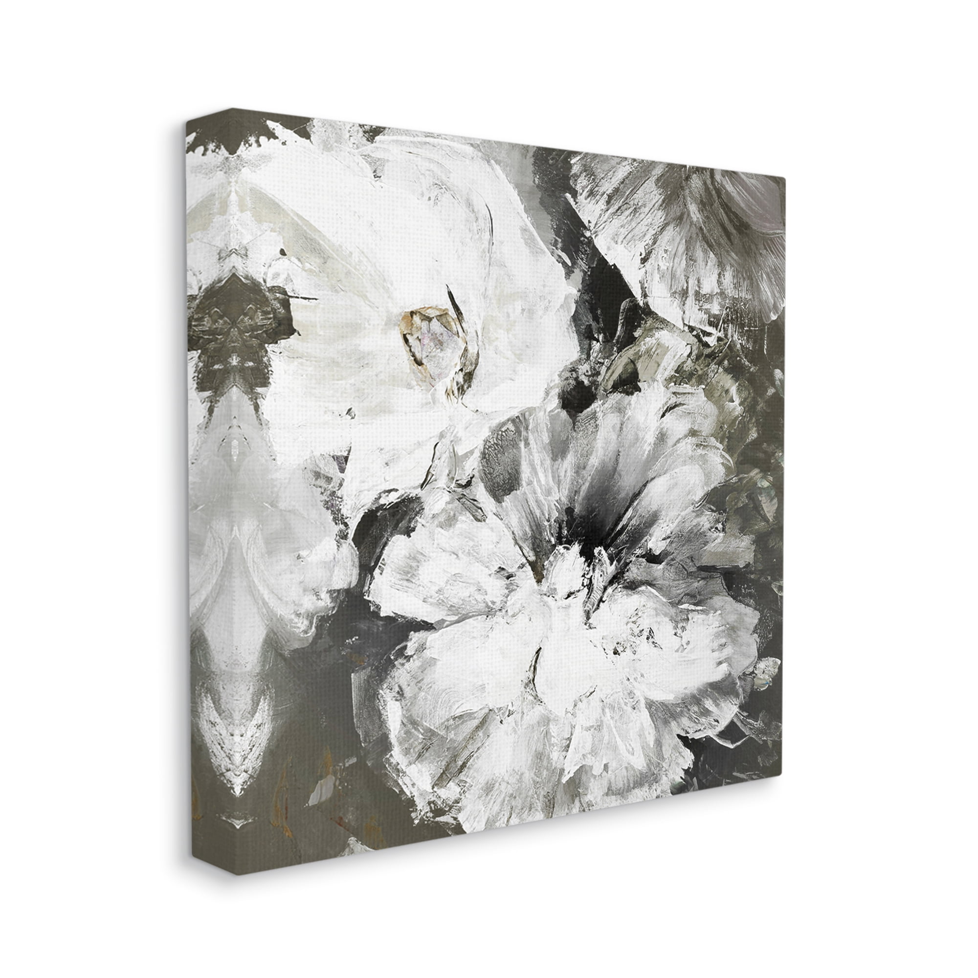 Stupell Industries Abstract White & Grey Flowers Botanical & Floral Painting Gallery Wrapped Canvas Print Wall Art, 36 x 36