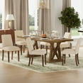 thumbnail image 3 of EOP Upholstered Dining Chairs Set of 6, Linen Fabric Dining Side Chairs, Farmhouse Dining Room Chairs, Stylish Kitchen Chairs with Solid Wood Legs and Padded Seat, Beige, 3 of 9