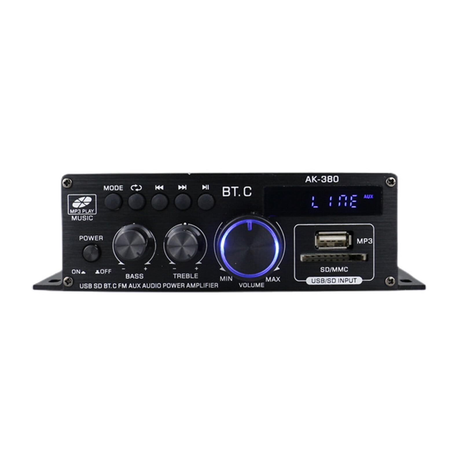 Yolispa 800W 2 Channel Bluetooth Amplifier with LCD Digital Display Stereo Receiver, Stereo Amp for Home Theater Car RV,USB/SD Card/RCA/Mic/FM