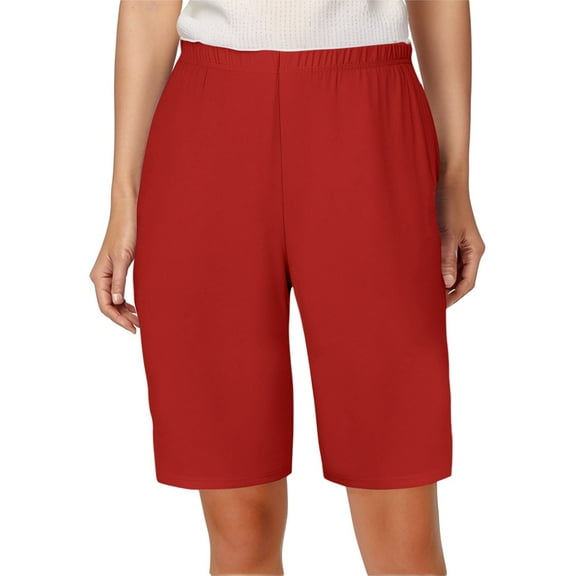 MIXUE Shorts For Women Summer Solid Color Elastic High Waist Comfortable Casual Plus Size Shorts Sportswear,Red,XL