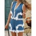 thumbnail image 3 of Women'S Summer Two Piece Sets Sleeveless Floral Button Down Tops and Short Sets Blue S, 3 of 8