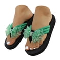 thumbnail image 5 of RotHome Cute Bow Sandals for Women Rhinestone Wedge Flip Flops Boho Beach Thong Summer Dressy Bling Casual Shoes Women Footwear Wedding Flats for Bride Bridal Flats, 5 of 9