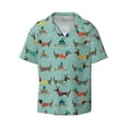 thumbnail image 2 of Lsque Dachshund Dog Puppy print Men's Cuban Collar Short Sleeve Shirt Summer Beachwear Casual Button Down Fashionable Vacation Leisure Shirt-4X-Large, 2 of 7