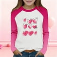 thumbnail image 2 of Annhoo Valentine's Day Tops for Girls Cute Long Sleeve Crewneck Block Color Print Shirts Casual Going Out Clothes, 2 of 9