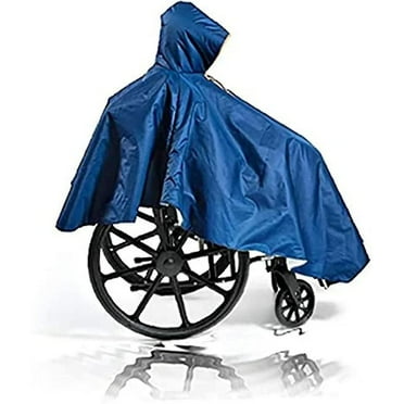 Heavy Duty Wheelchair Poncho Reusable Full Waterproof Front Hood Coverage Zip Wheelchair Cape For Disabled Seniors