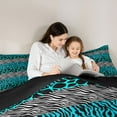 thumbnail image 5 of jejeloiu Jungle Zebra Giraffe Bedding Comforter Set,Wildlife Animal Pattern Twin Comforter Sets,Blue Gray Line Stripe Bedding Set For Teens,Super Cozy Room Decor Reversible,2pcs, 5 of 8