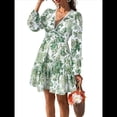 thumbnail image 1 of Vestido de Otoño para Mujer, Cuello en V, Larga, Cintura Elástica, Estilo Bohemio, para Playa, Resort, Floral, Minivestido de Verano Verde XXXL, 1 of 10