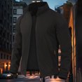 thumbnail image 3 of Lightweight Jackets For Men Full Zip Windbreaker Stand Up Collar Fashionable Casual Jacket With Pockets Black L, 3 of 5
