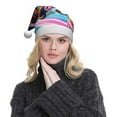 thumbnail image 5 of Fuzoiu Space Colorful Donut Print Santa Hat Christmas Hat for Adults,Santa Hats with Pompom, Unisex Xmas Holiday Hat for Christmas New Year Festive Party Supplies, 5 of 6