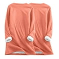 thumbnail image 3 of miqiqism 2 pcs Women 2024 Fleece Lined Shirts Casual Long Sleeve Sherpa Warm Tops Juniors Comfy Round Neck Solid Comfort Underwear Teen Girls Slim Fit Blouses,Orange,Large, 3 of 3