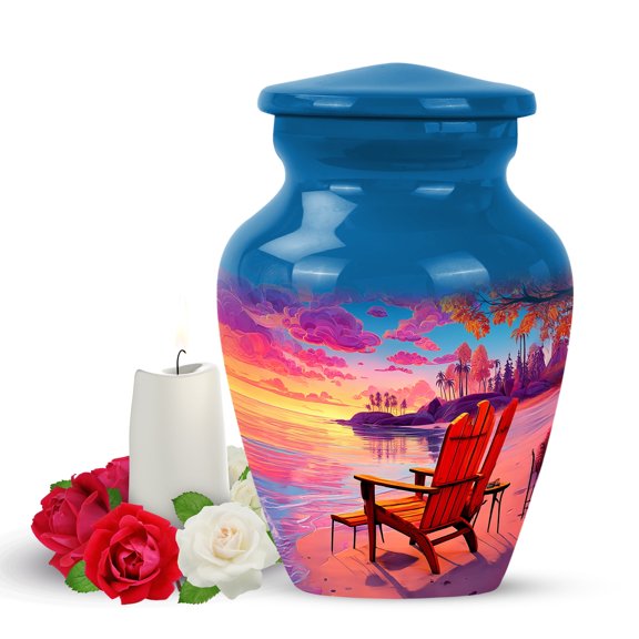 Yatskia Beach with Clouds Mini Memorial Urns for Human Ashes Adult Male and Female, Little Funeral Urn for Adult Ashes, (Classic Pack of 1, 3 Inch)