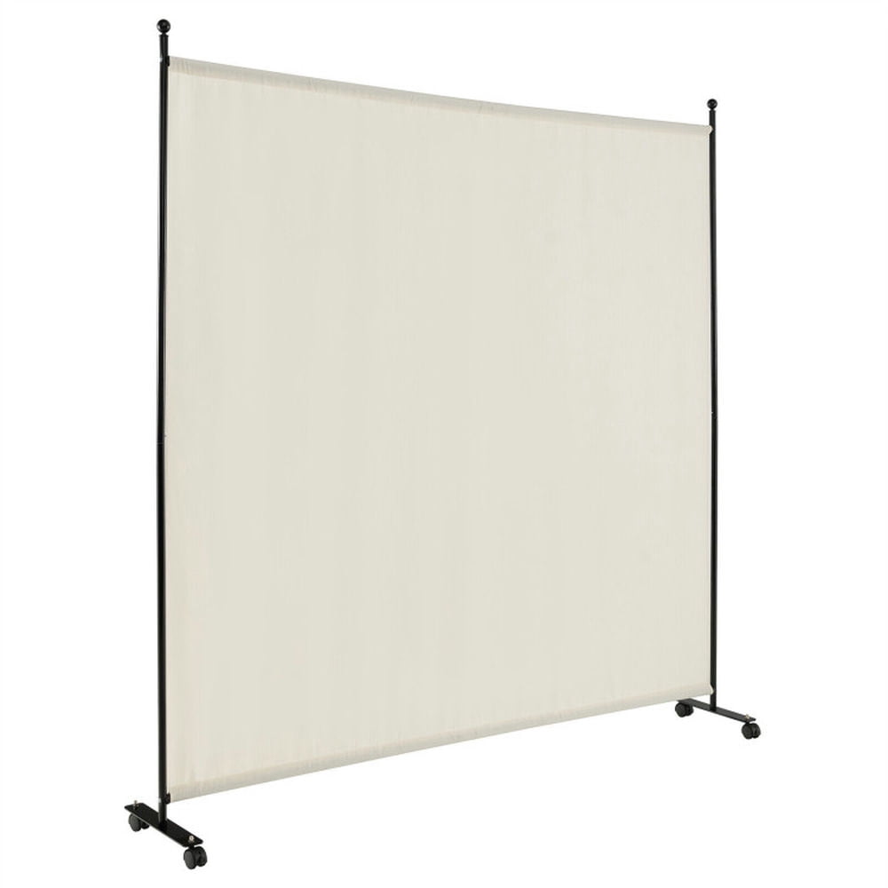 Spaco 6 Ft Single Panel Rolling Room Divider with Smooth Wheels, Functional Single Panel Room Divider, Folding Privacy Screen for Indoor, White