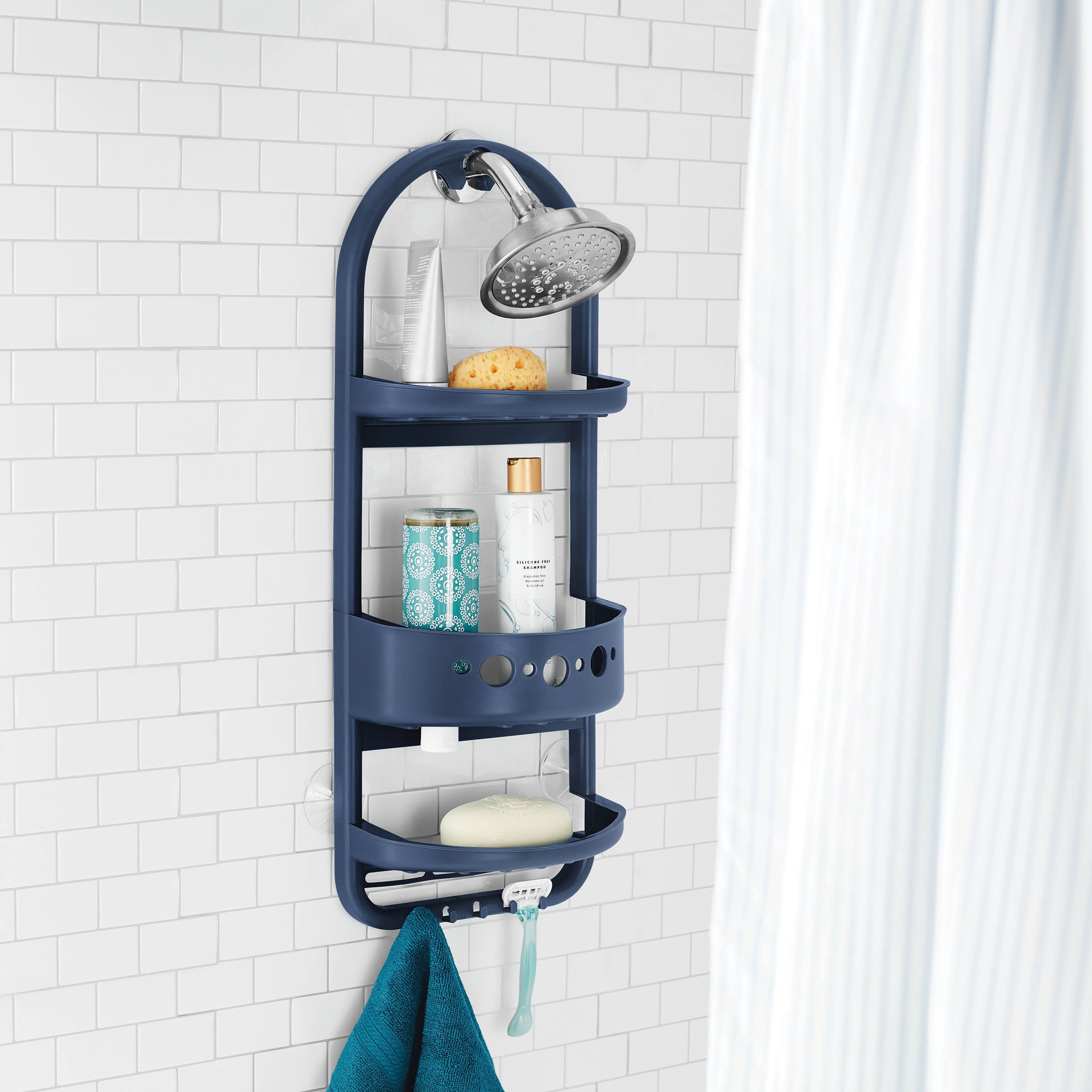 Mainstays Large over the Shower Caddy, 2 Shelves, 1 Deep Basket, Heavy Duty  Plastic, Frosty Finish - Yahoo Shopping