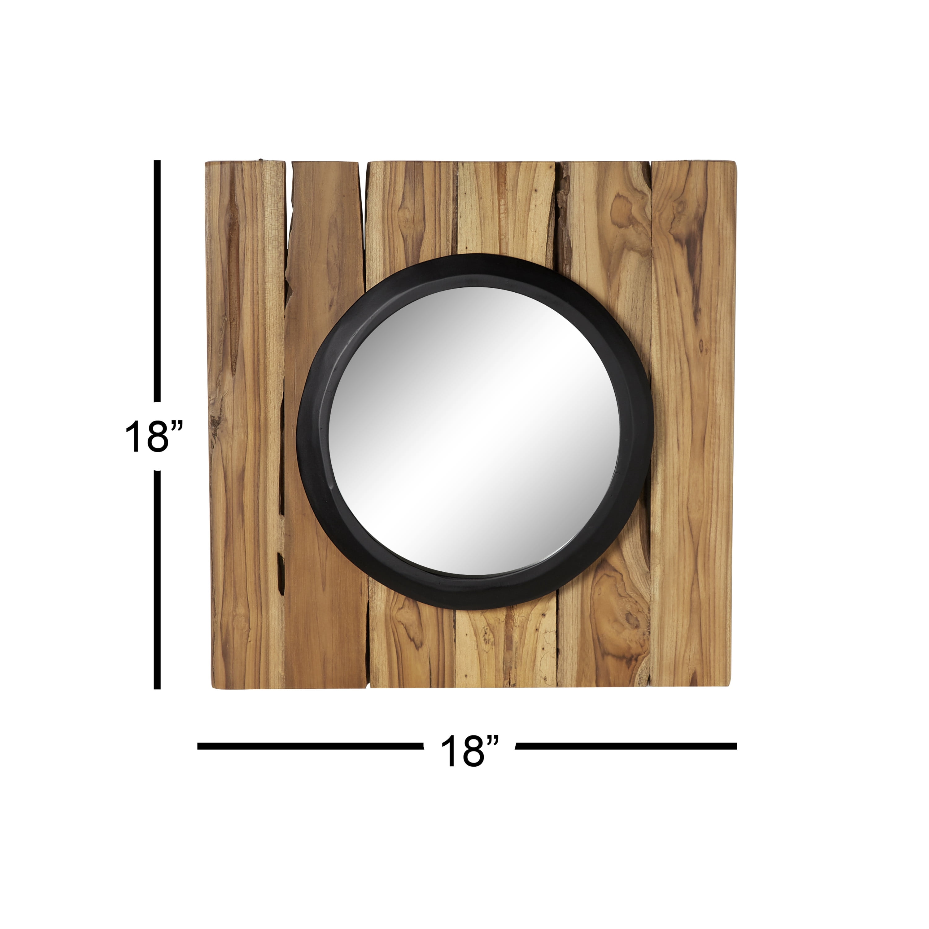 DecMode 18"W, 18"H Brown Handmade Wall Mirror, Set of 4