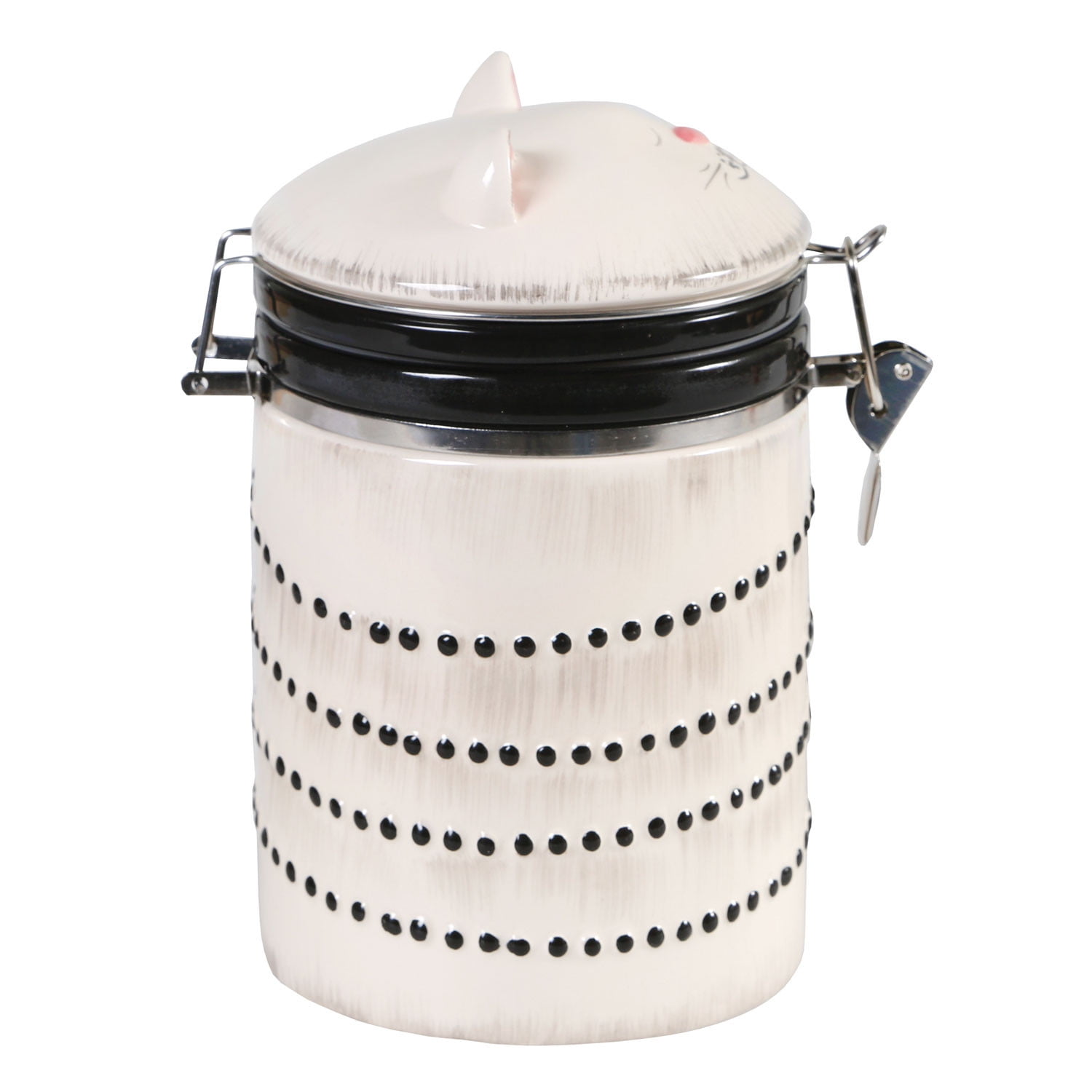 Ceramic Cat Treat Cookie Jar Sealable Kitchen Canister