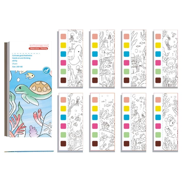 WIZUTIZ Halloween Christmas Mini Watercolor Drawing Notebook Children's Drawing Notebook Graffiti Notebook Watercolor Coloring Notebook Hand Drawing Notebook Home Gadgets Breathable