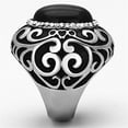 thumbnail image 4 of Womens Rings High polished (no plating) Stainless Steel Ring with Synthetic Cat Eye in Jet TK1211, 4 of 4