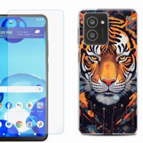 For HMD Vibe Shockproof Phone Case Cover with Tempered Glass Screen Protector, by OneToughShield - Cyberpunk Tiger
