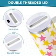 thumbnail image 3 of Yayeee 40oz Stainless Steel Tumbler with Straw and Handle Double-Wall Insulated Travel Water Bottle, White Stars Pattern, 3 of 8