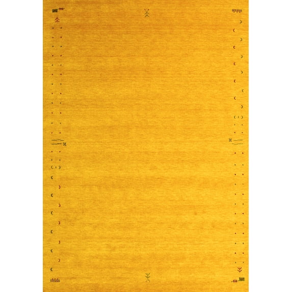Ahgly Company Indoor Rectangle Abstract Yellow Contemporary Area Rugs, 7' x 10'