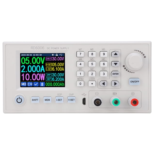 Fuente de alimentación de CC ajustable con pantalla LCD de 2,4 pulgadas, adaptador regulador de voltaje de 6-70 V a 0-60 V, RD6006 sin módulo WiFi
