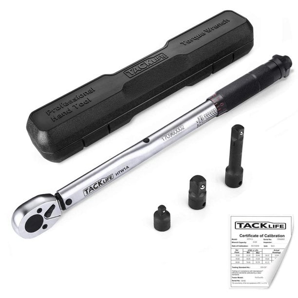 Tacklife 3/8' Drive Click Torque Wrench Set, With 1/2' & 1/4' Adapters And An Extension Bar (10-80 Ft.- Lb./13.6-108.5 Nm)-HTW1A