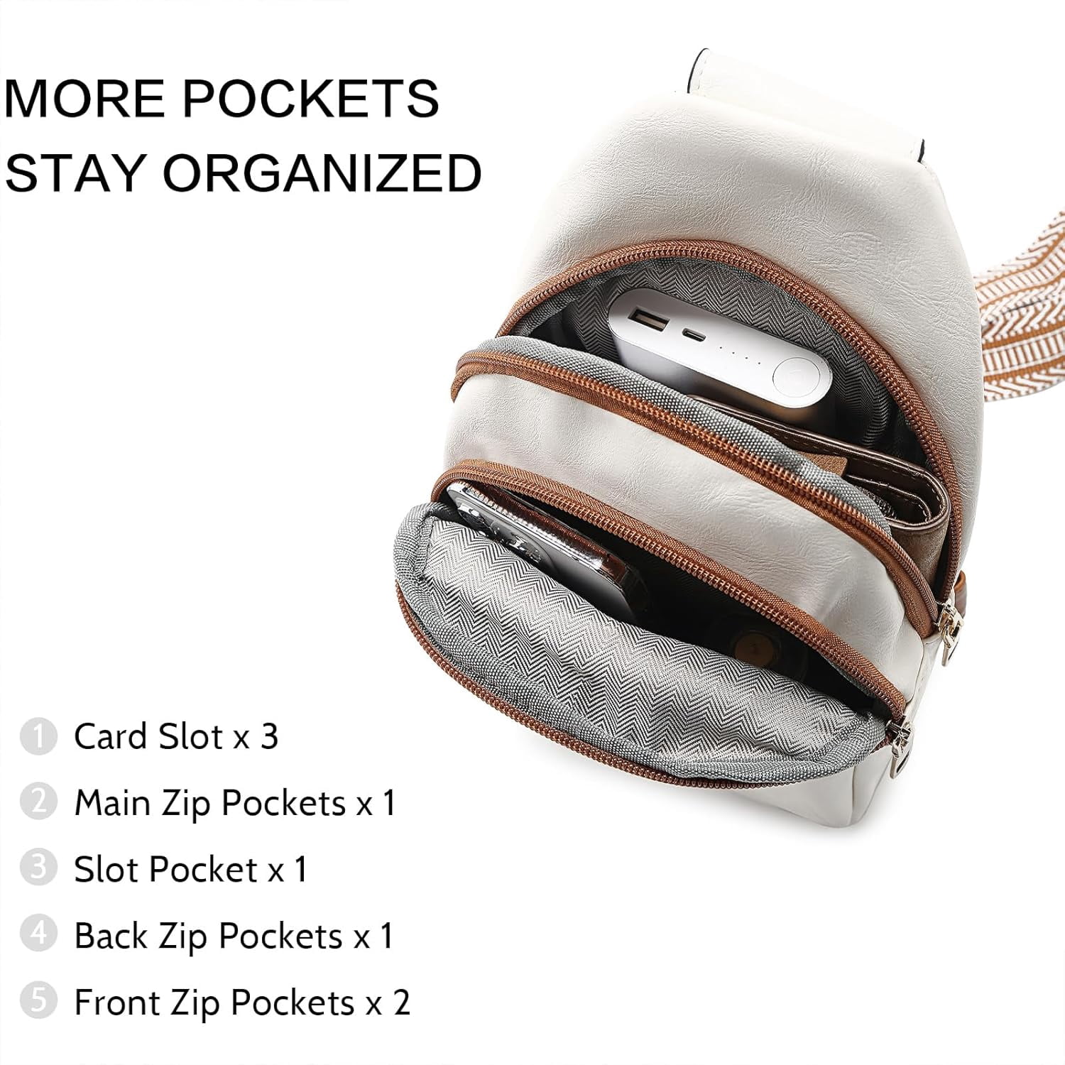 Small Sling Bag for Women Vegan Leather Crossbody Purses Fanny Pack Chest Bag for Travel