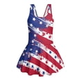 thumbnail image 4 of Xixirimido Vibrant US Flag Print Modest Girls’ Swimwear One Piece – Hawaiian Skirted Bathing Suit with Built-in Shorts, Sleeveless UPF 50+ Swimsuits, 12-13 Years, 4 of 7