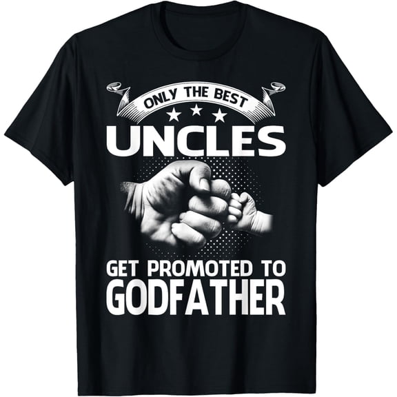 Retro Only The Best Uncles Get Promoted To Godfather Men's Graphic T-Shirt, Funny Family Announcement Gift Apparel, Comfortable Cotton Short Sleeve Tee