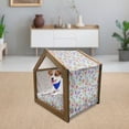 thumbnail image 3 of Valentines Pet House, Various Kinds of Hand Drawn Style Colorful Hearts with Wings Arrows and Flowers, Outdoor & Indoor Portable Dog Kennel with Pillow and Cover, 5 Sizes, Multicolor, by Ambesonne, 3 of 5