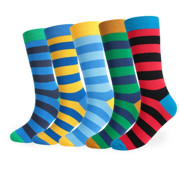 IDALL Crew Socks Running Socks Long Striped Men's Socks Cotton Tall Socks Large Size Cotton Socks Mens Socks Multi-color One Size