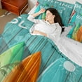thumbnail image 4 of Castle Fairy Ocean Surfing 7-Piece Twin Bedding Sets,Lodge Cabin Bedding Comforter Set,Palm Tree Breathable Sheet Sets,Super Cozy Rustic Room Decor,Reversible, 4 of 8