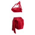 thumbnail image 5 of Two Piece Skirt Set Solid Strappy Cropped Top Metallic Finish Stretchy Skirt Nightclub Suit Summer Outfits for Women 2025 Red S, 5 of 6