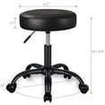 thumbnail image 6 of Amolife Round Rolling Stool PU Leather Height Adjustable Swivel Drafting, Fully Black, 6 of 6