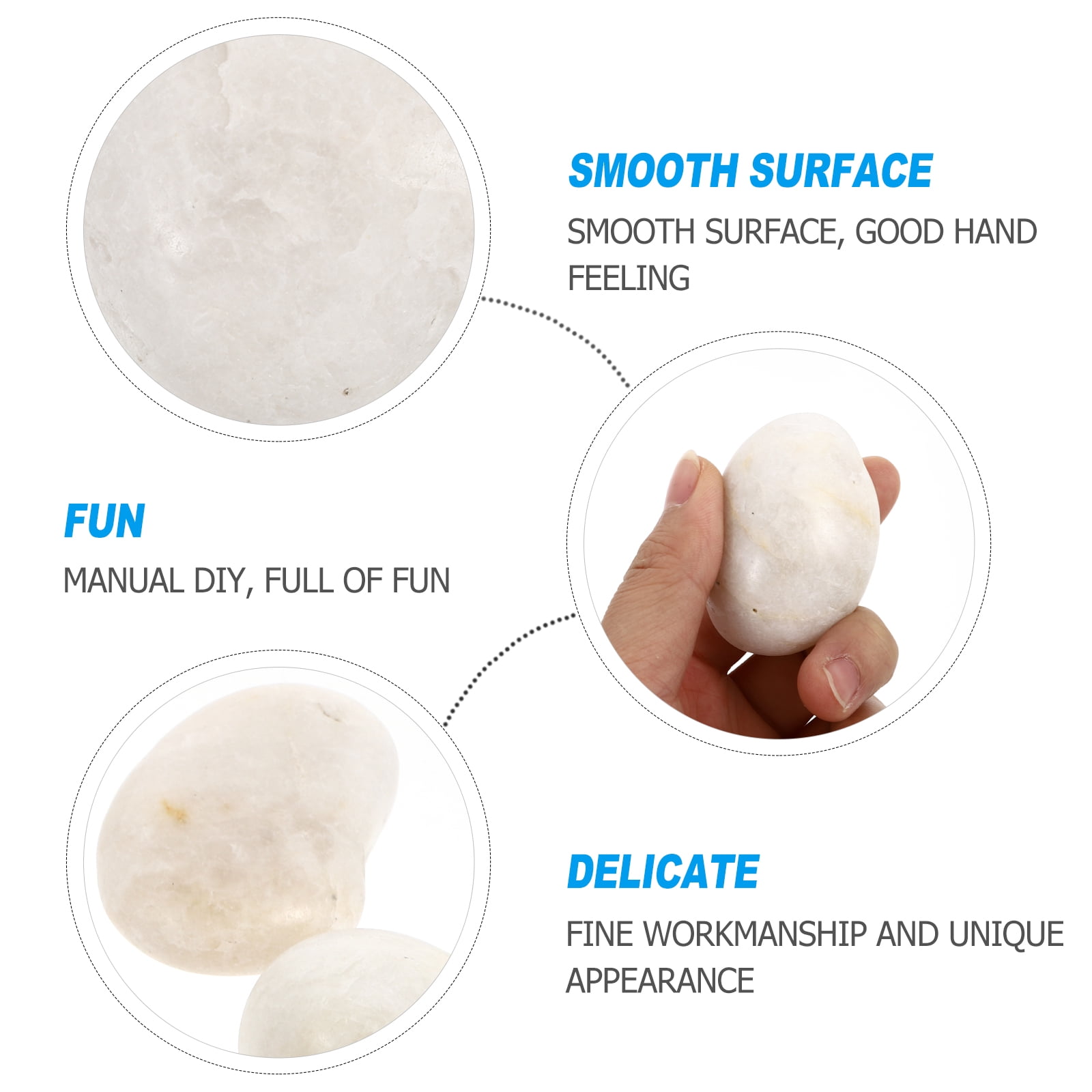 TOYMYTOY 8Pcs White Craft Stones for Painting Natural Smooth Pebbles for DIY Rock Drawing and Decoration