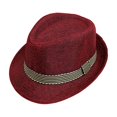 thumbnail image 4 of QHFBli Kids Boys Spring Summer Fedora Hat, Lightweight Woven Straw Gentleman Cap, Striped Band Kids Outdoor Beach Sun Hat 2-8 Years, 4 of 5