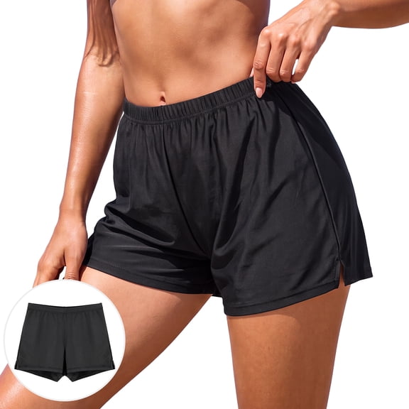 RELLECIGA Swim Shorts for Women High Waisted Boy Short Swimsuit Women Board Shorts with Liner