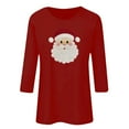 thumbnail image 4 of asdoklhq Winter Tops for Women Christmas Ladies' Christmas Round Neck 3/4 Sleeve T-shirt Shirt Red L, 4 of 4